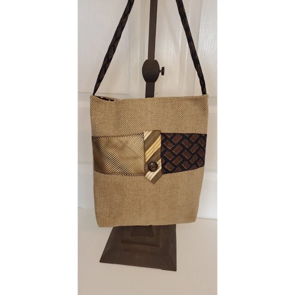 Handmade Upcycled Silk Tie Women's Shoulderbag Tote